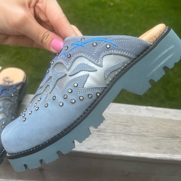 Y2K Vintage Justin Mule Slip On Shoes Western Women’s SZ 5.5 Leather Brand New - Picture 2 of 16